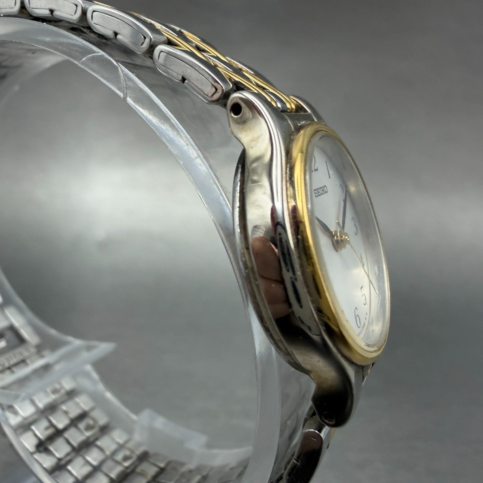 Seiko Watch Women 22mm Silver Dial Two Tone Round 4N21-0960 New Battery Vintage3