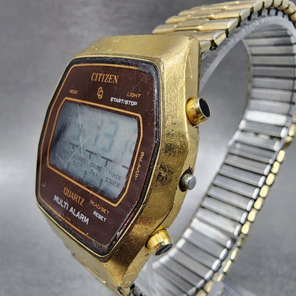 VTG Citizen CQ Digital Watch Men 36mm Alarm Chrono Gold Tone 4097653 New Batt2