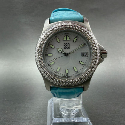 ESQ Dive Watch Women 38mm MOP Dial Steel Diamond Bezel Date E5210 New Batt5
