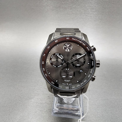 Movado Bold Verso Chronograph Watch Men 44mm Black Dial Black Tone Date 36008670
