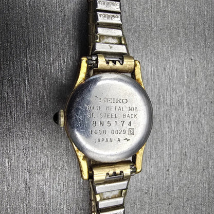 Seiko Watch Women 20mm White Dial Gold Tone Round 1400-0029 Vintage New Battery10