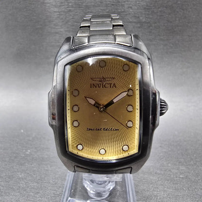 Invicta Lupah Watch 29mm Yellow Dial Black Tone Rectangle 17777 New Battery0