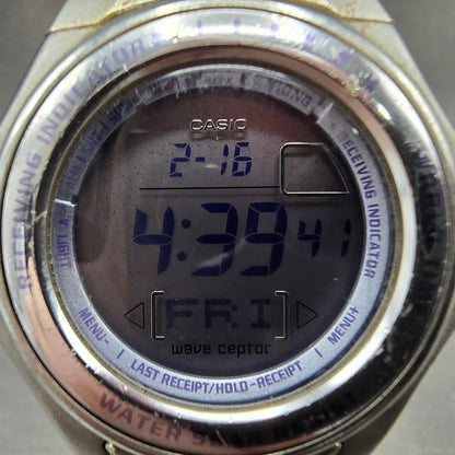 Casio Wave Ceptor LWV-100J Watch Women 37mm Silver Alarm Chronograph New Battery1