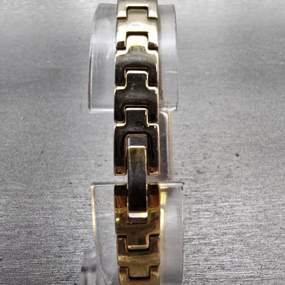 Citizen Eco-Drive Tank Watch Women 14mm White Dial Gold Tone Gemmed Bangle Works7