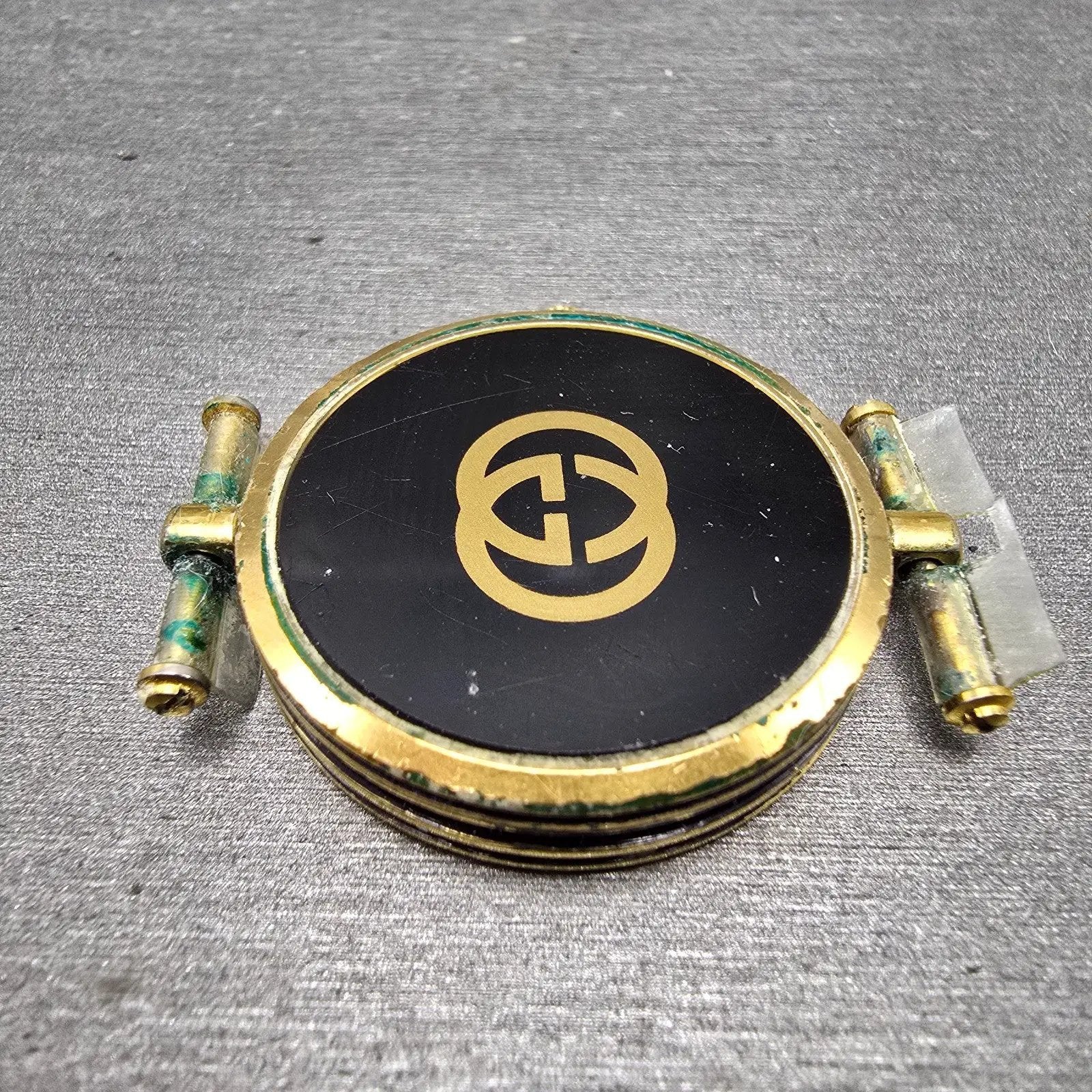 Gucci 2000M Watch Men 30mm Black Dial Gold Plated Round New Battery Vintage MNB7