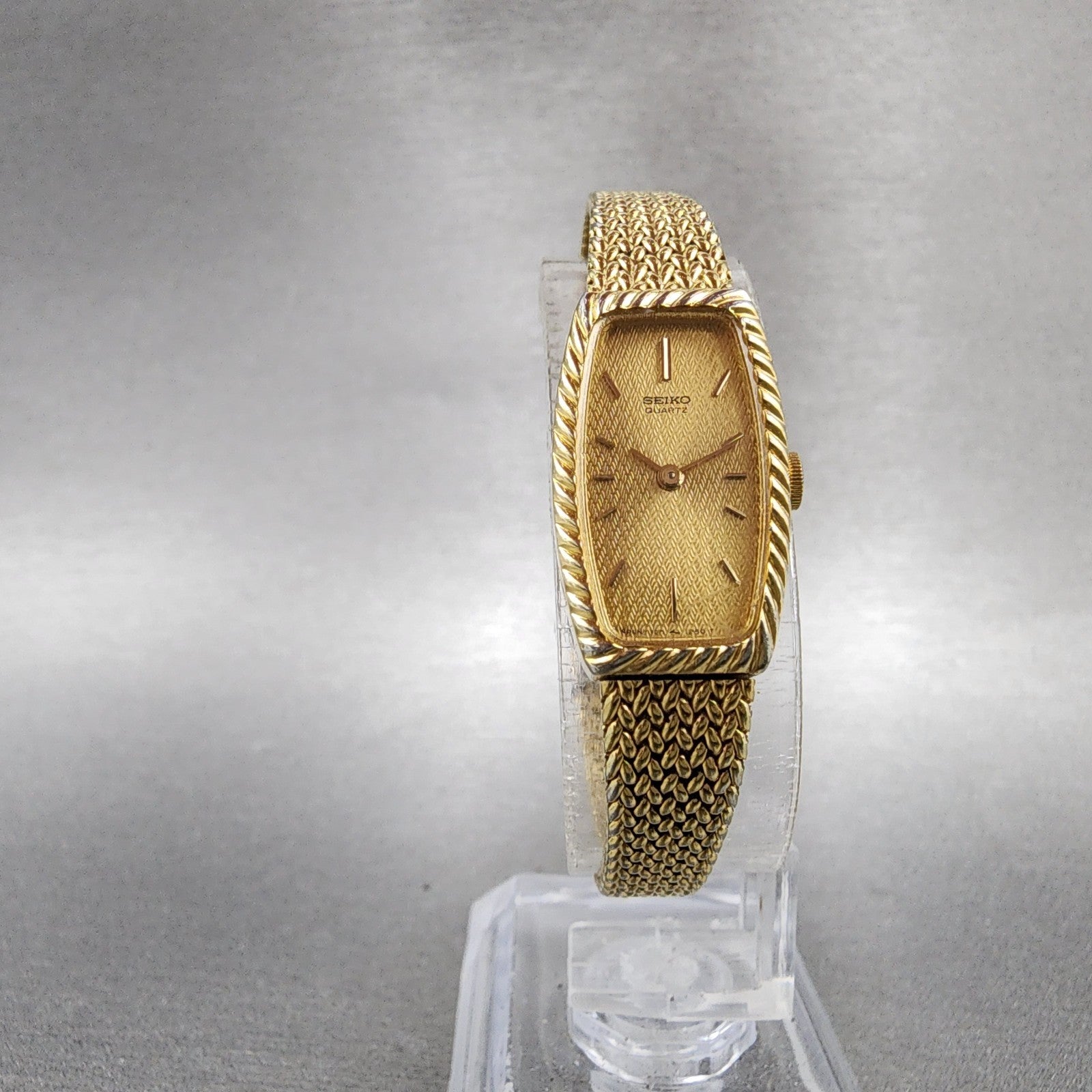 Seiko Tank Watch Women 14mm Champagne Dial Gold Tone 13205959 New Battery5