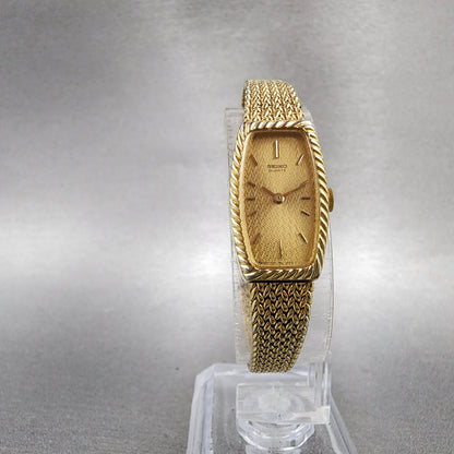 Seiko Tank Watch Women 14mm Champagne Dial Gold Tone 13205959 New Battery5