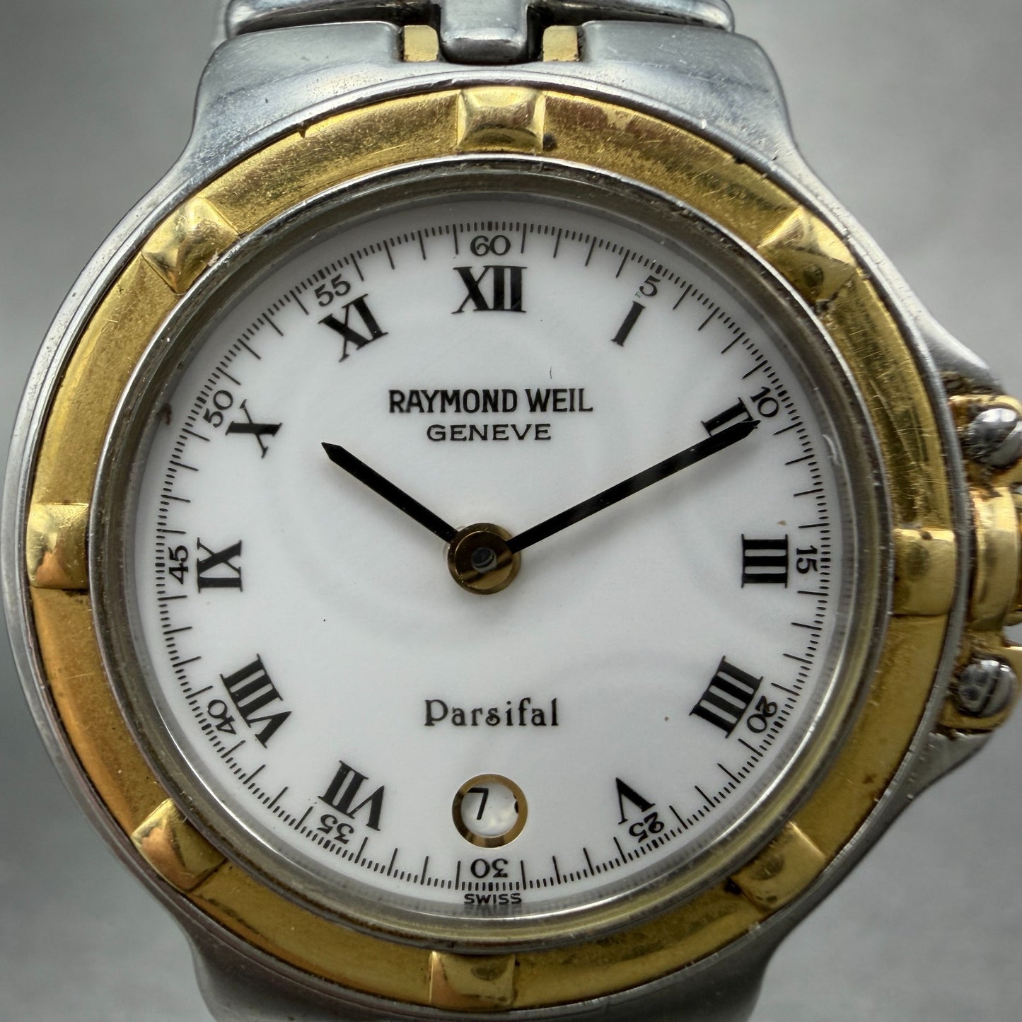 Raymond Weil Parsifal Watch Women 27mm White Dial Two Tone Date READ New battery1