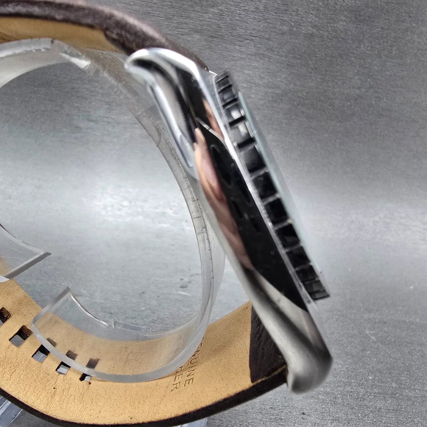 Diesel Watch Men 43mm Brown Dial Silver Tone Date Rectangle DZ-1160 New Battery3