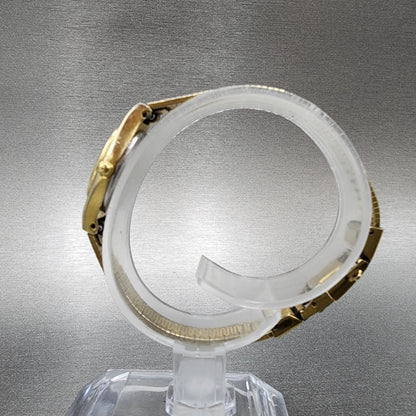 VTG Citizen CQ Watch Women 16mm Black Dial Gold Tone Oval 5930-S25350 New Batt