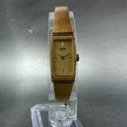 Seiko Tank Watch Women 13mm Champagne Dial Gold Tone 1320-6070 New Battery5