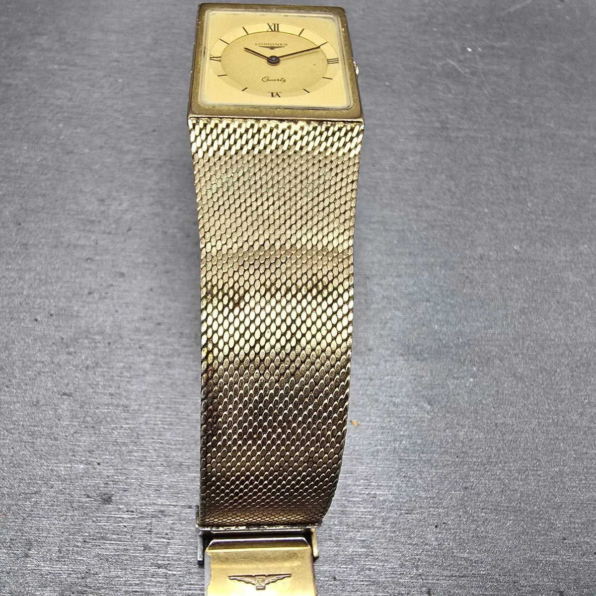 Longines Tank Watch Men 25mm Gold Dial Gold Tone Oval Rectangle L960.2 PARTS9