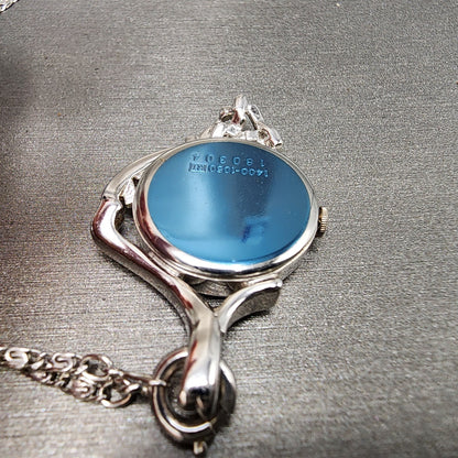 Seiko Necklace Watch Women 25mm Blue Dial Silver Tone Round 14001050 New Batt7