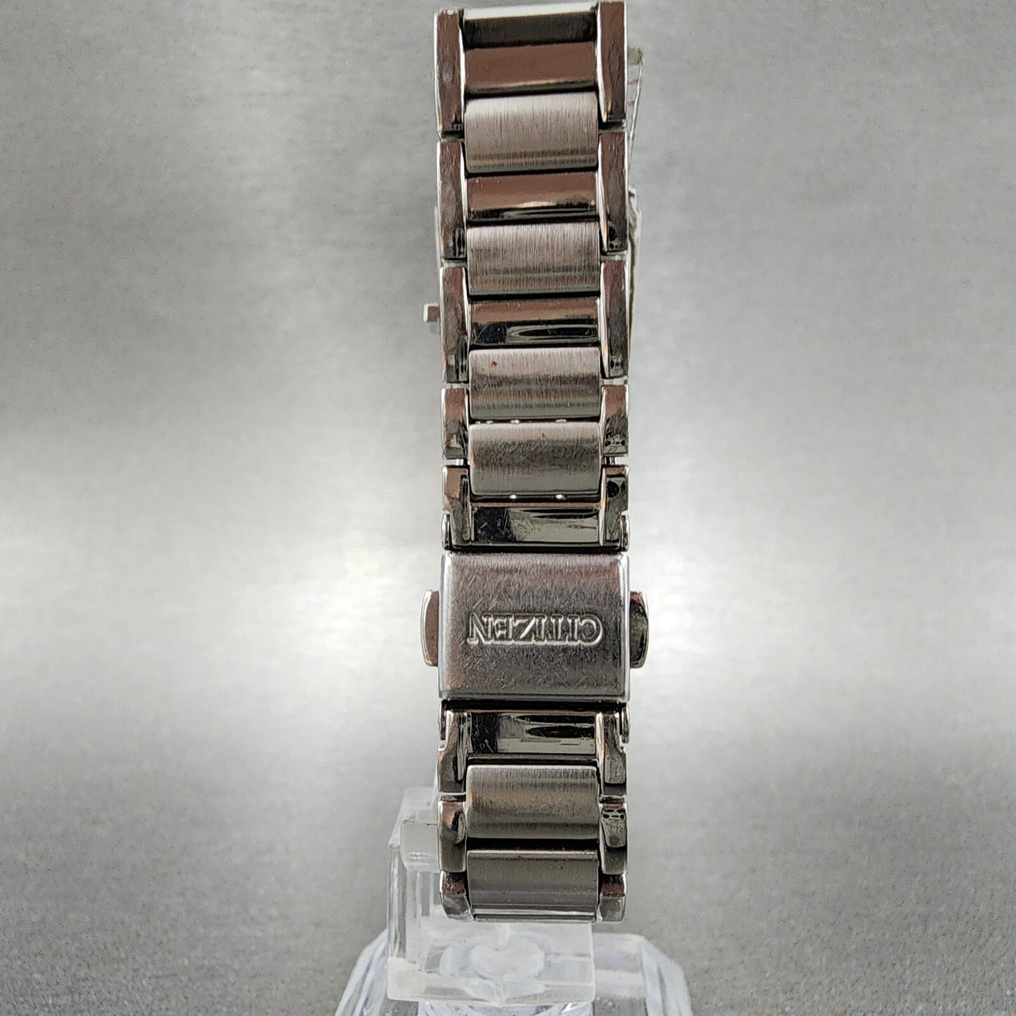 Citizen EcoDrive Tank Watch Women 19mm MOP Dial Silver Tone Diamond Bezel Runs7