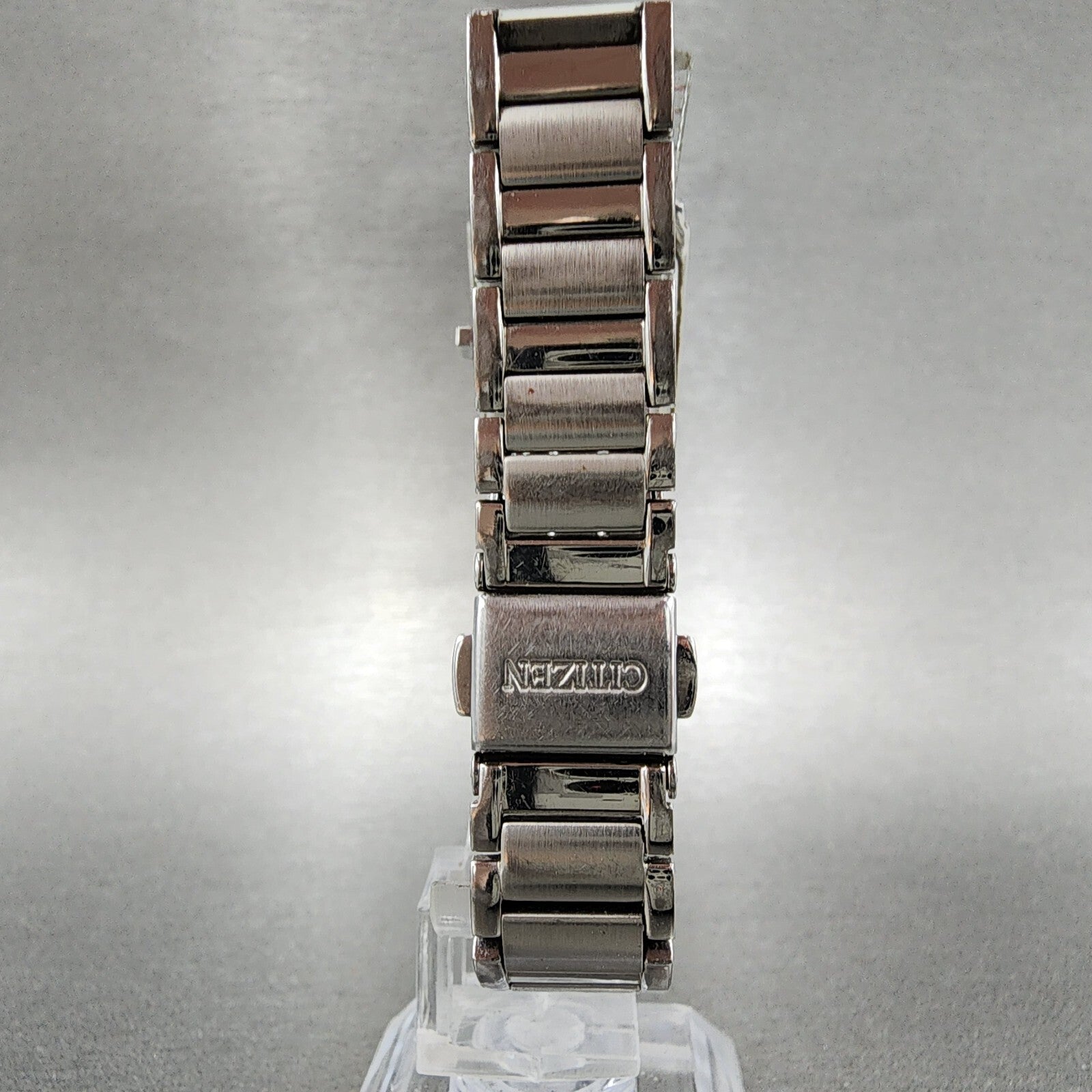 Citizen EcoDrive Tank Watch Women 19mm MOP Dial Silver Tone Diamond Bezel Runs7