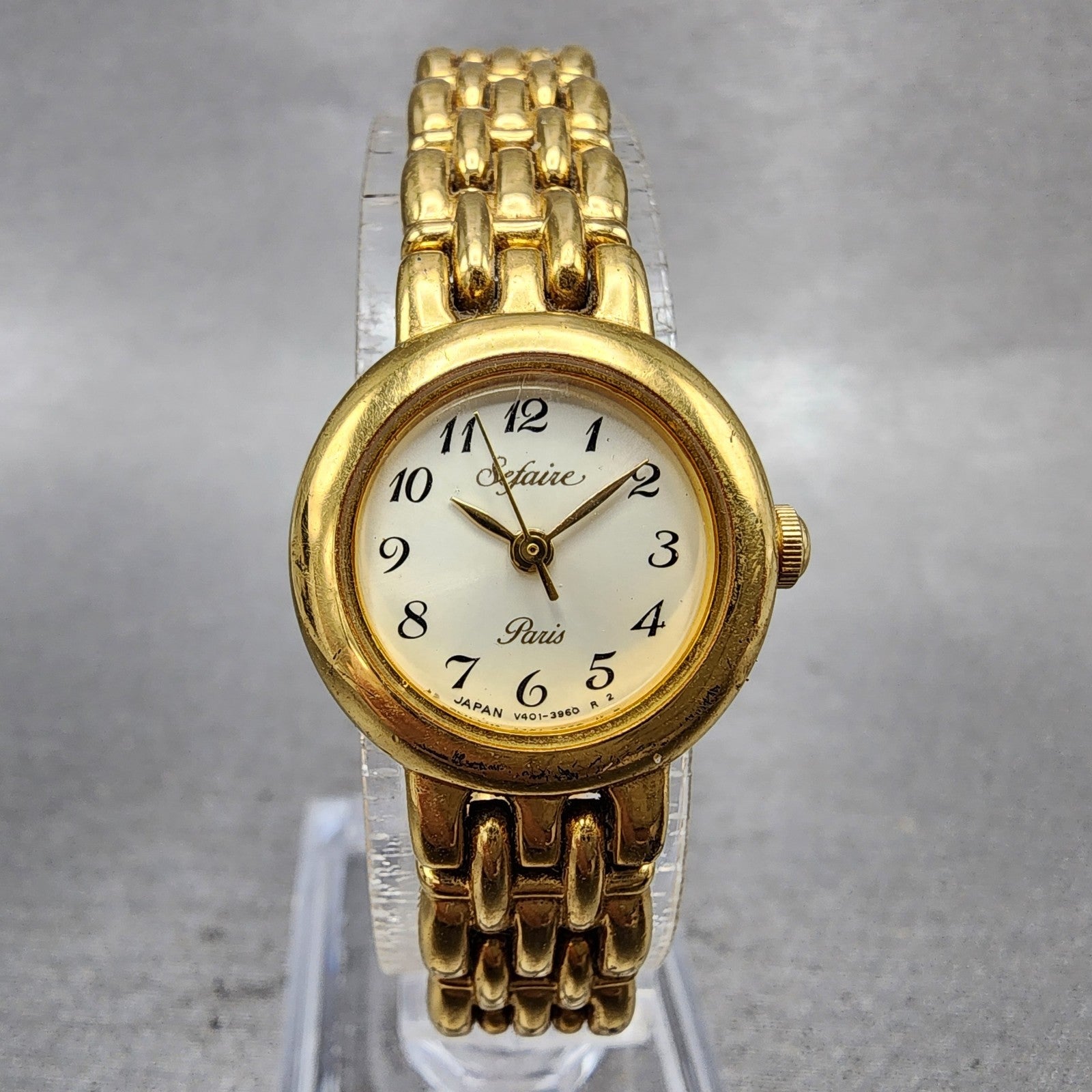 Seiko ALBA Sefaire Watch Women 20mm White Dial Gold Tone Round New Battery0