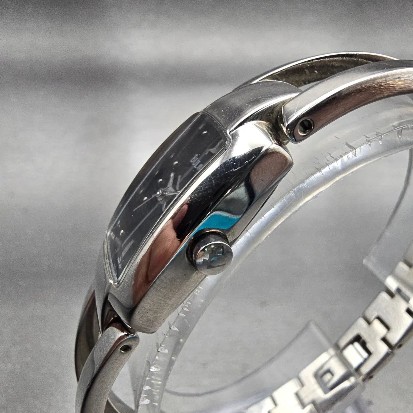 Bulova Watch Women 17mm Black Dial Silver Tone Rectangle 96T03 New Battery2