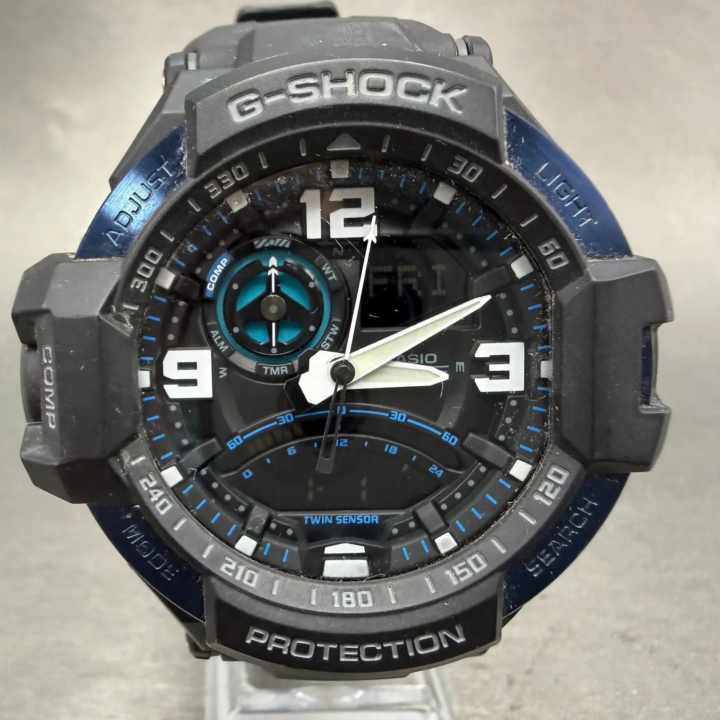 Casio G-Shock Gravity Master Watch Men 52mm Black Blue Analog Digital New Batt0