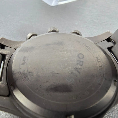 Orivs Chronograph Watch Men 42mm Blue Dial Titanium Date Round New Battery9