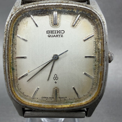 Seiko Watch Men 30mm Silver Dial Silver Tone Rectangle 78305210 PARTS2