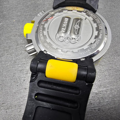 Invicta Chronograph Dive Watch Men 50mm Black Dial Steel Yellow 10038 NewBattery13