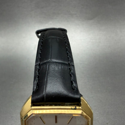 Seiko Tank Watch Men 30mm White Dial Gold Tone Octagon 9721-5040 New Battery5
