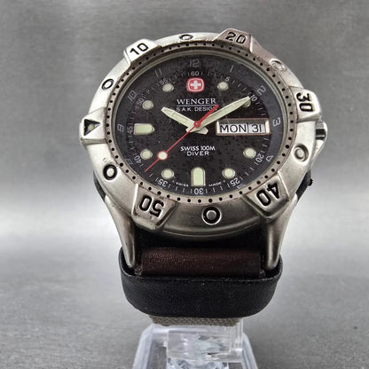 Wenger SAK Dive Watch Men 38mm Blue Dial Steel Daydate 096.0655 PARTS6