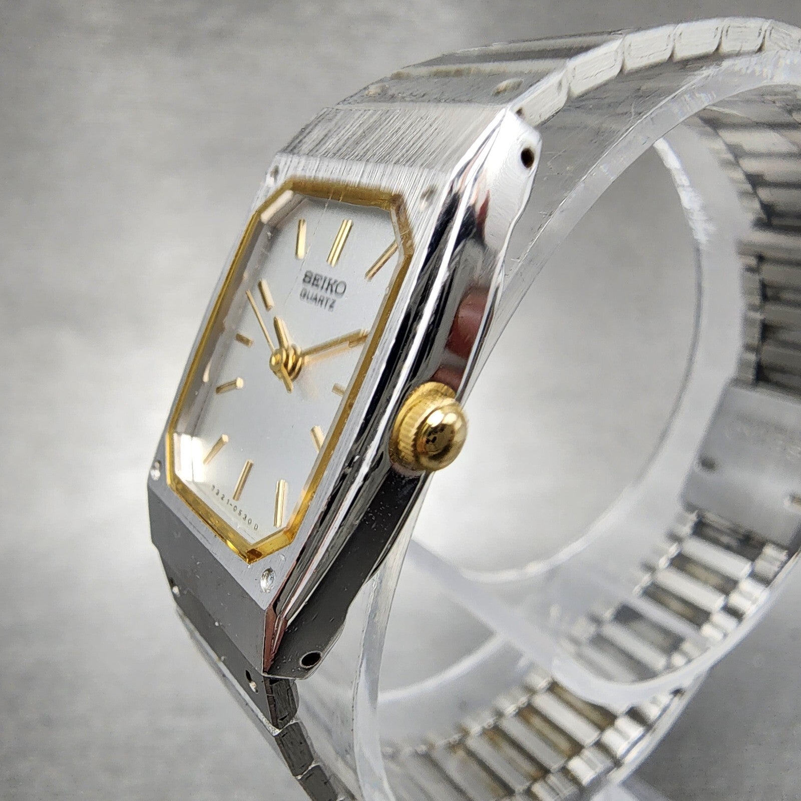 Seiko Watch Women 17mm Silver Dial Two Tone Rectangle 73215260 New Battery2