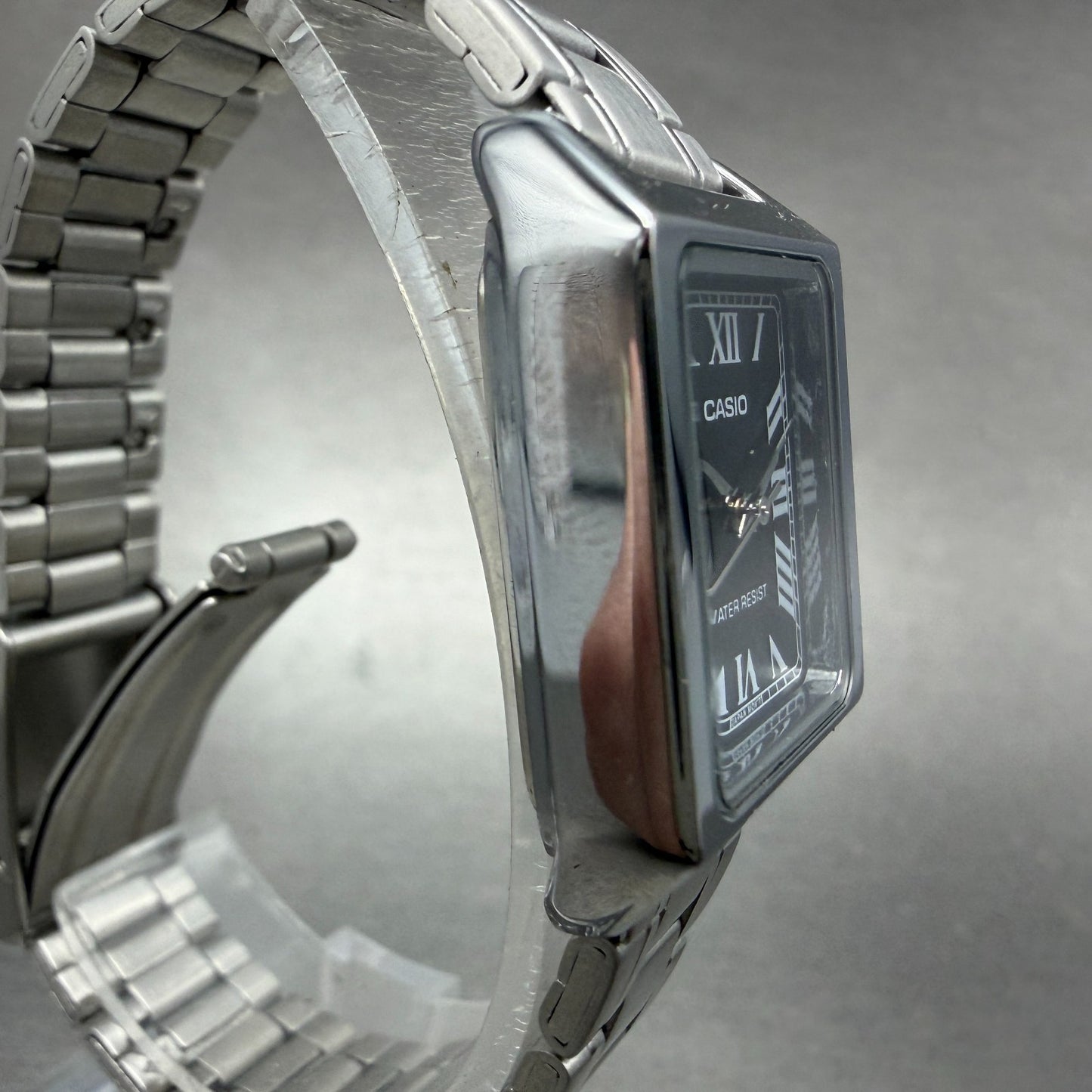 Casio Tank Watch Women 22mm Black Dial Silver Tone Rectangle LTP-V007 NewBattery3