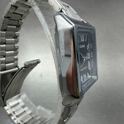 Casio Tank Watch Women 22mm Black Dial Silver Tone Rectangle LTP-V007 NewBattery3