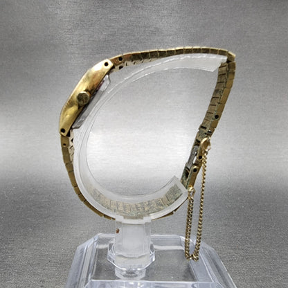 Seiko Watch Women 16mm Gold Dial Gold Tone Rectangle 16-5009 New Battery