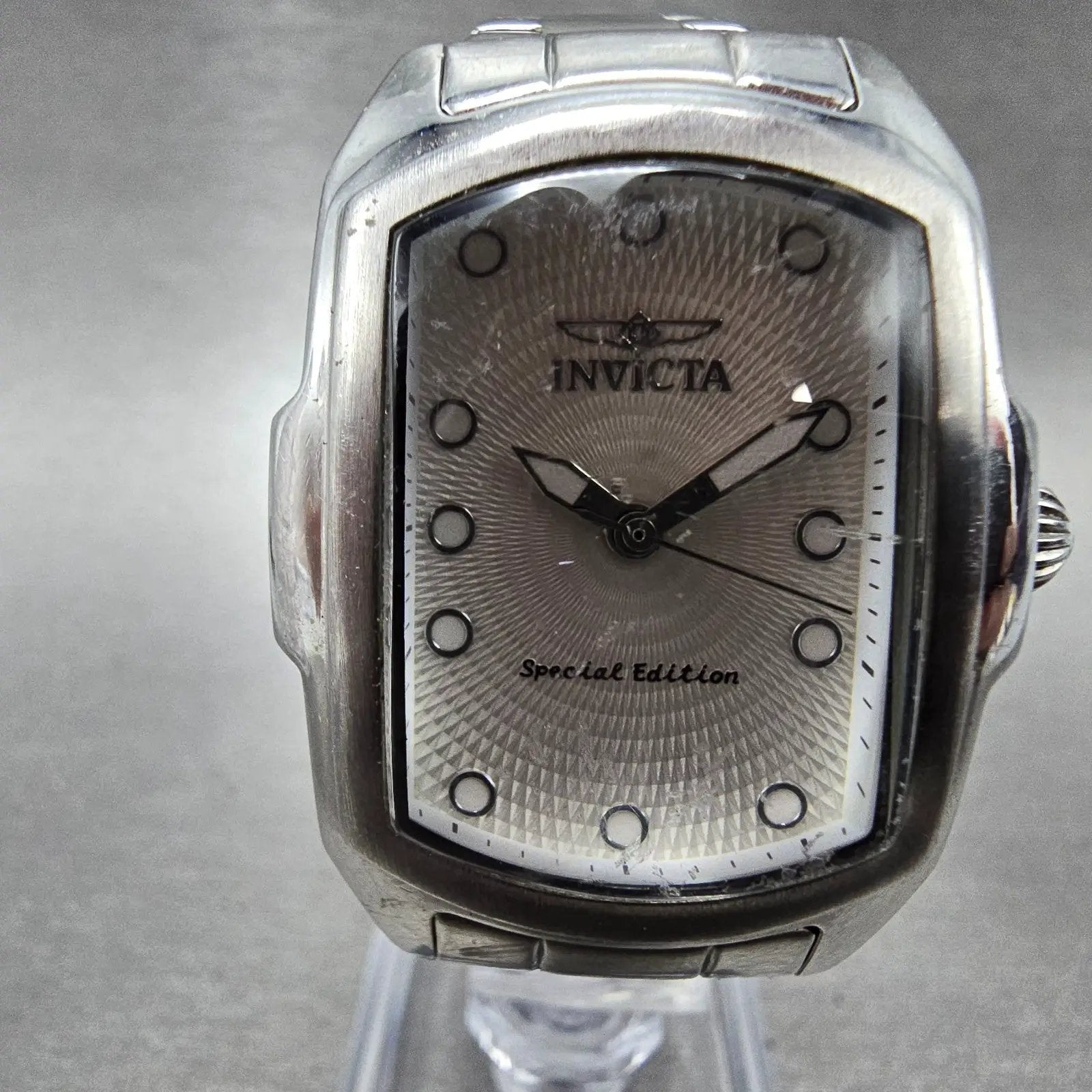 Invicta Lupah Watch Women 29mm Silver Dial Silver Tone Rectangle 15842 New Batt1