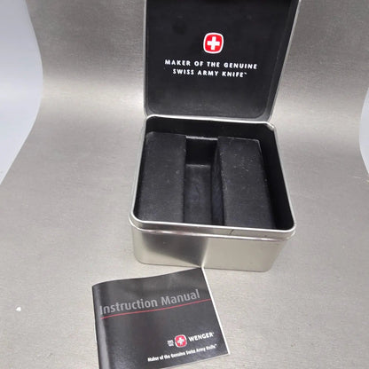 Wenger Swiss Military Dive Watch Men 40mm Blue Dial Steel Date READ!!! New Batt12
