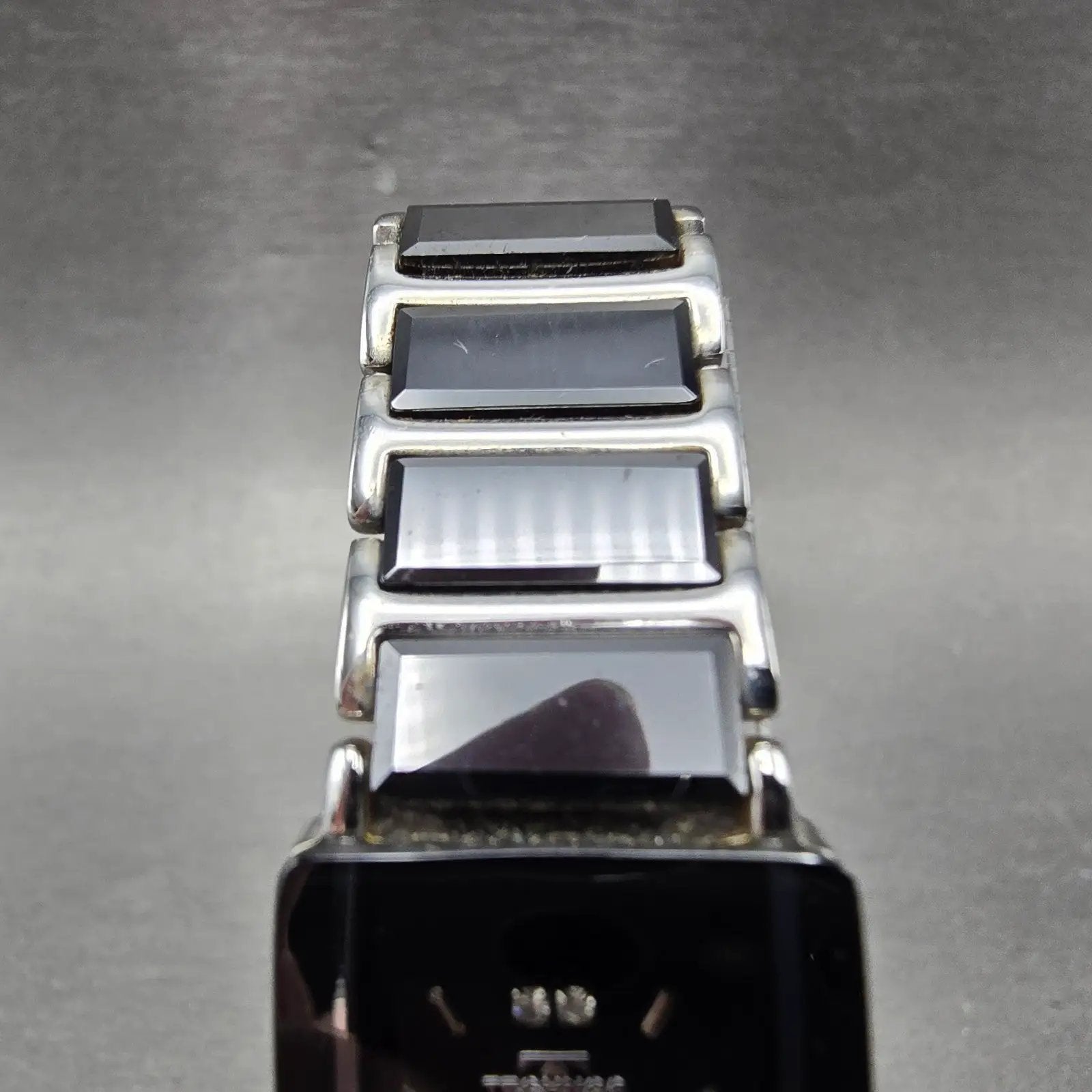 Technos Tank Watch Women 18mm Black Dial Steel & Ceramic TAL-742 New Battery D4
