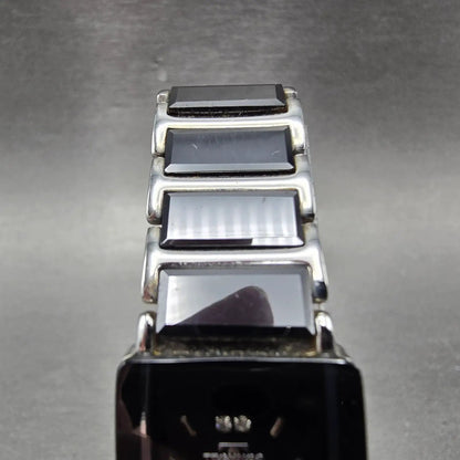 Technos Tank Watch Women 18mm Black Dial Steel & Ceramic TAL-742 New Battery D4