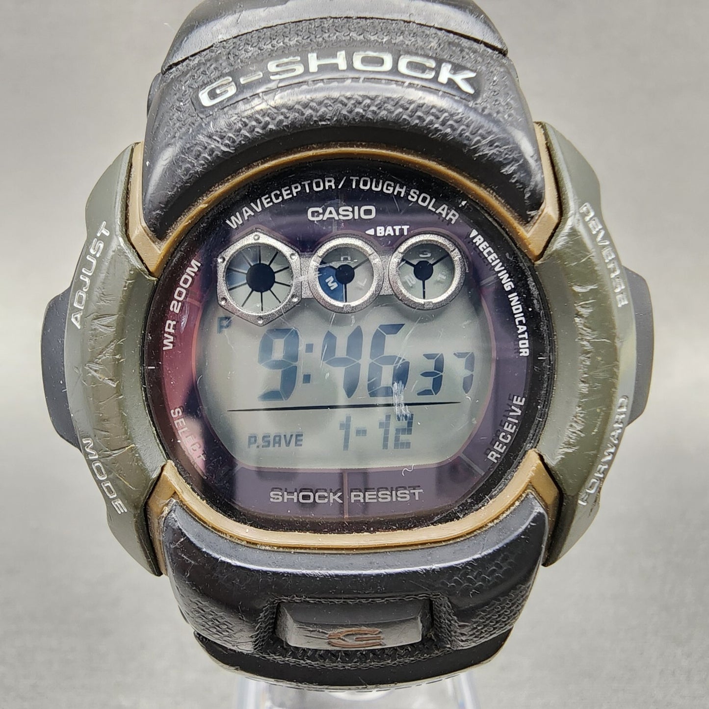 Casio G-Shock GW-002KA Watch Men 46mm Digital Black Tone Round Alarm Chron Works