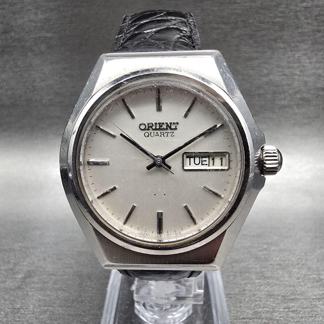 Orient Watch Men 38mm Silver Dial Silver Tone Daydate Round I029110-70 New Batt0