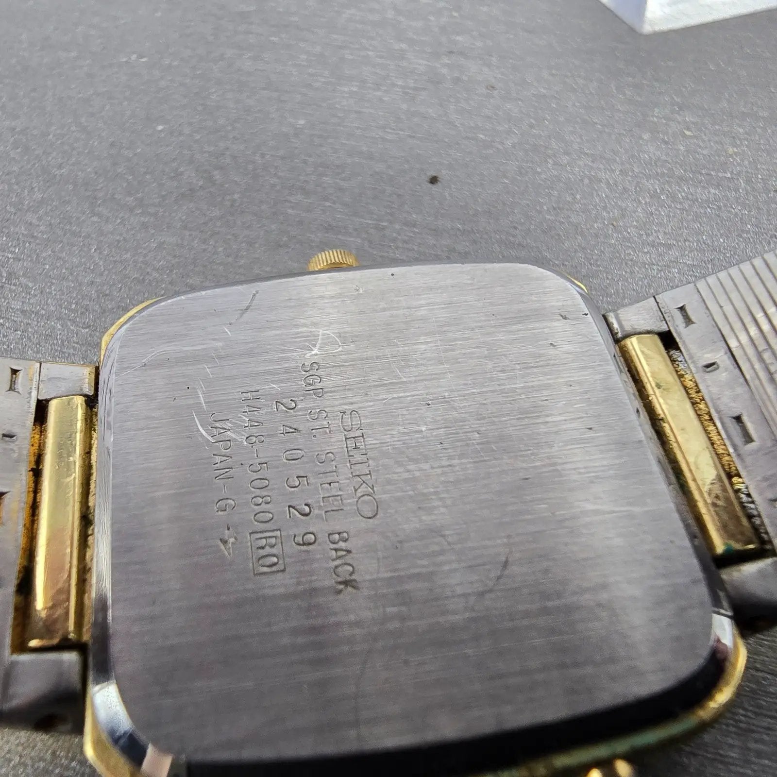 Seiko Analog Digital Watch Men 30mm Champagne Dial Gold Tone H448-5080 PARTS10