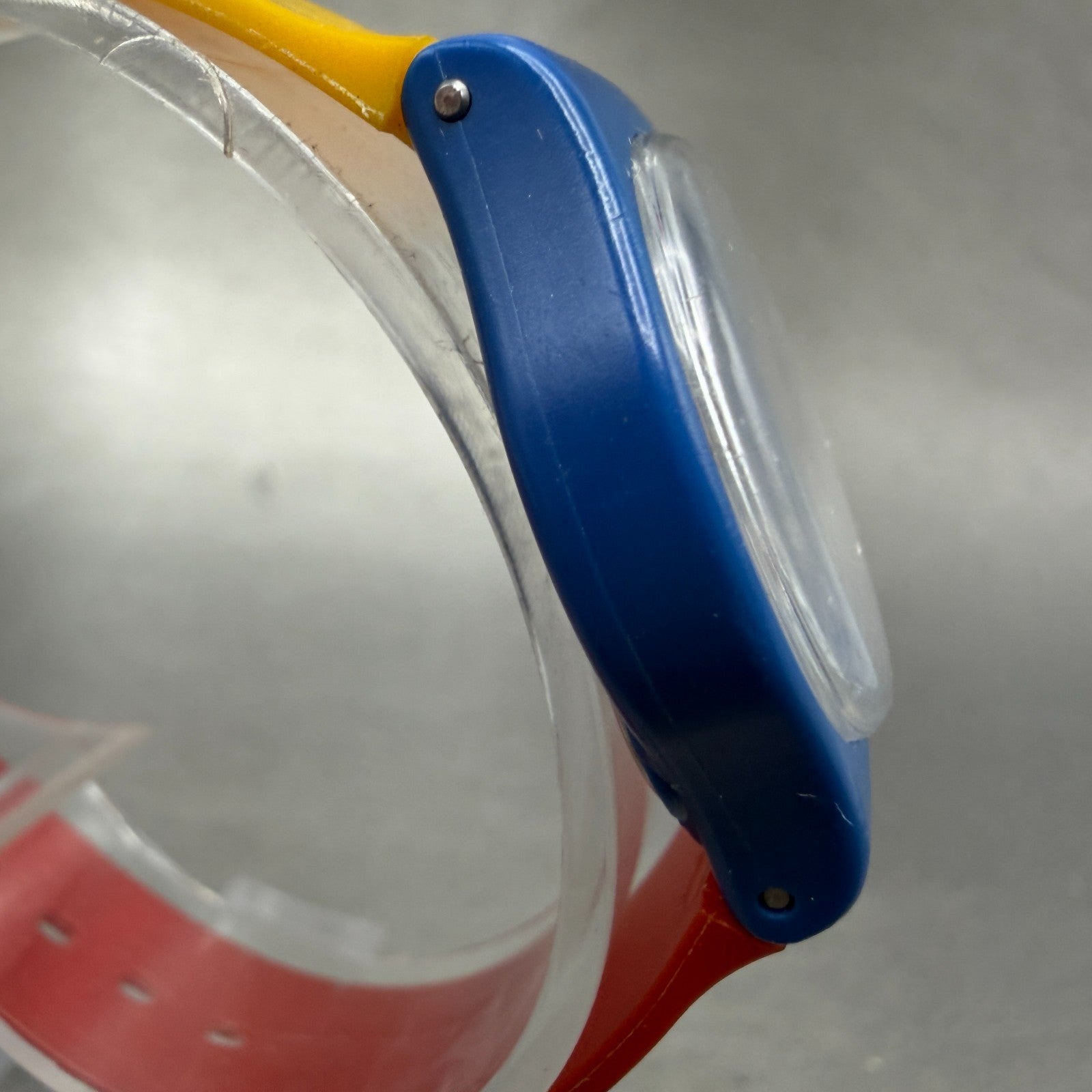 Swatch Tri-Color Racer Watch Women 25mm Black Dial Blue Yellow Red LS102 New bat3