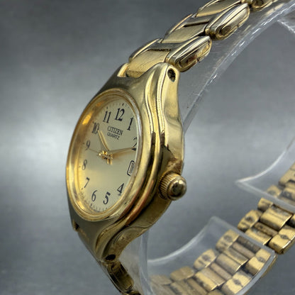 Citizen Watch Women 23mm Champagne Dial Gold Tone Date 1012-S011523 New Battery2