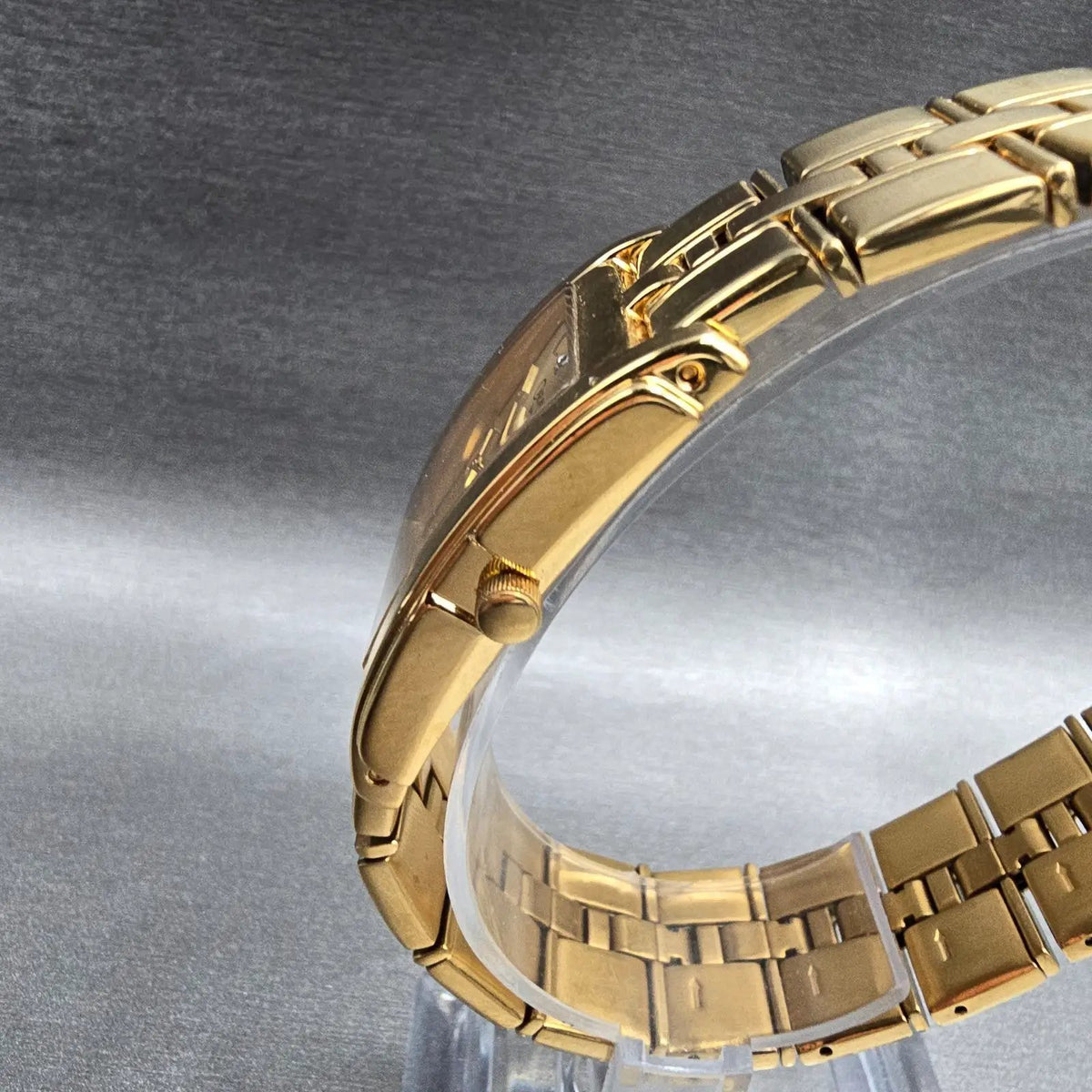 Bulova Caravelle Watch Men 26mm Gold Dial Gold Tone Rectangle 44D06 New Battery2