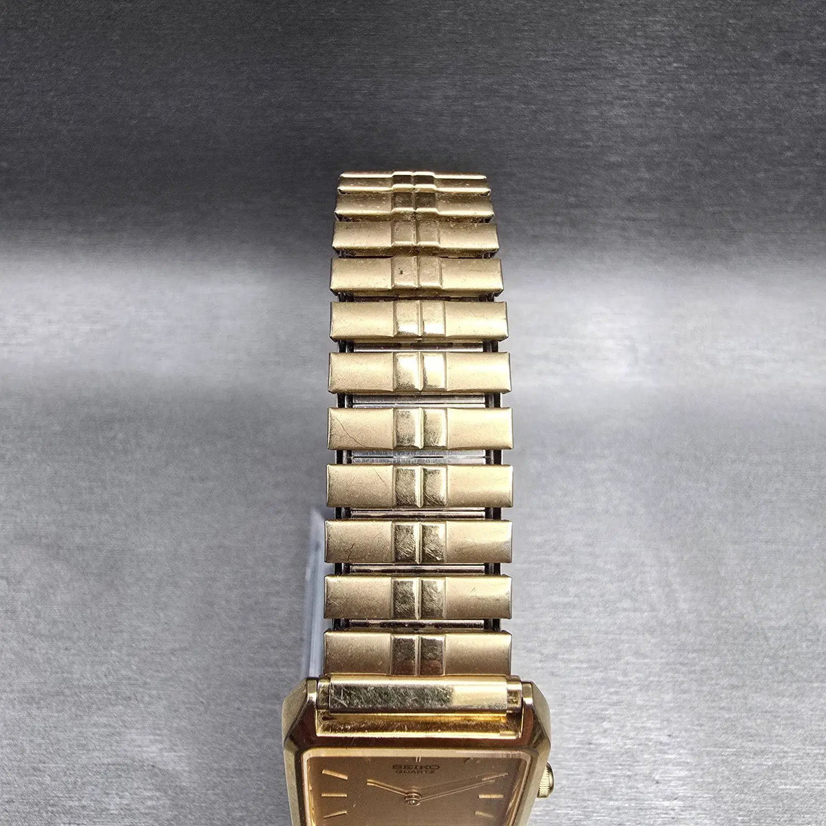 Seiko Watch Men 25mm Gold Dial Gold Tone Rectangle 5Y00-5000 New Battery4