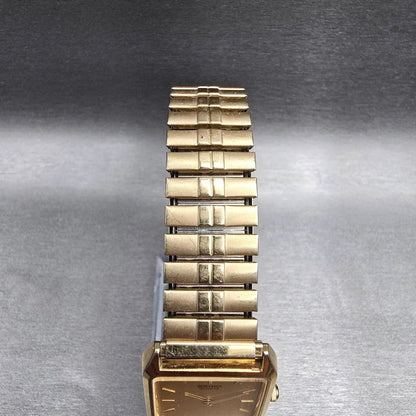 Seiko Watch Men 25mm Gold Dial Gold Tone Rectangle 5Y00-5000 New Battery4