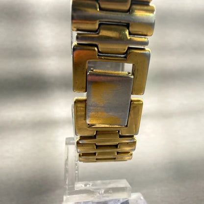 Seiko Watch Women 17mm Gold Dial Gold Tone Rectangle 2P20-5E60 New Battery VTG7