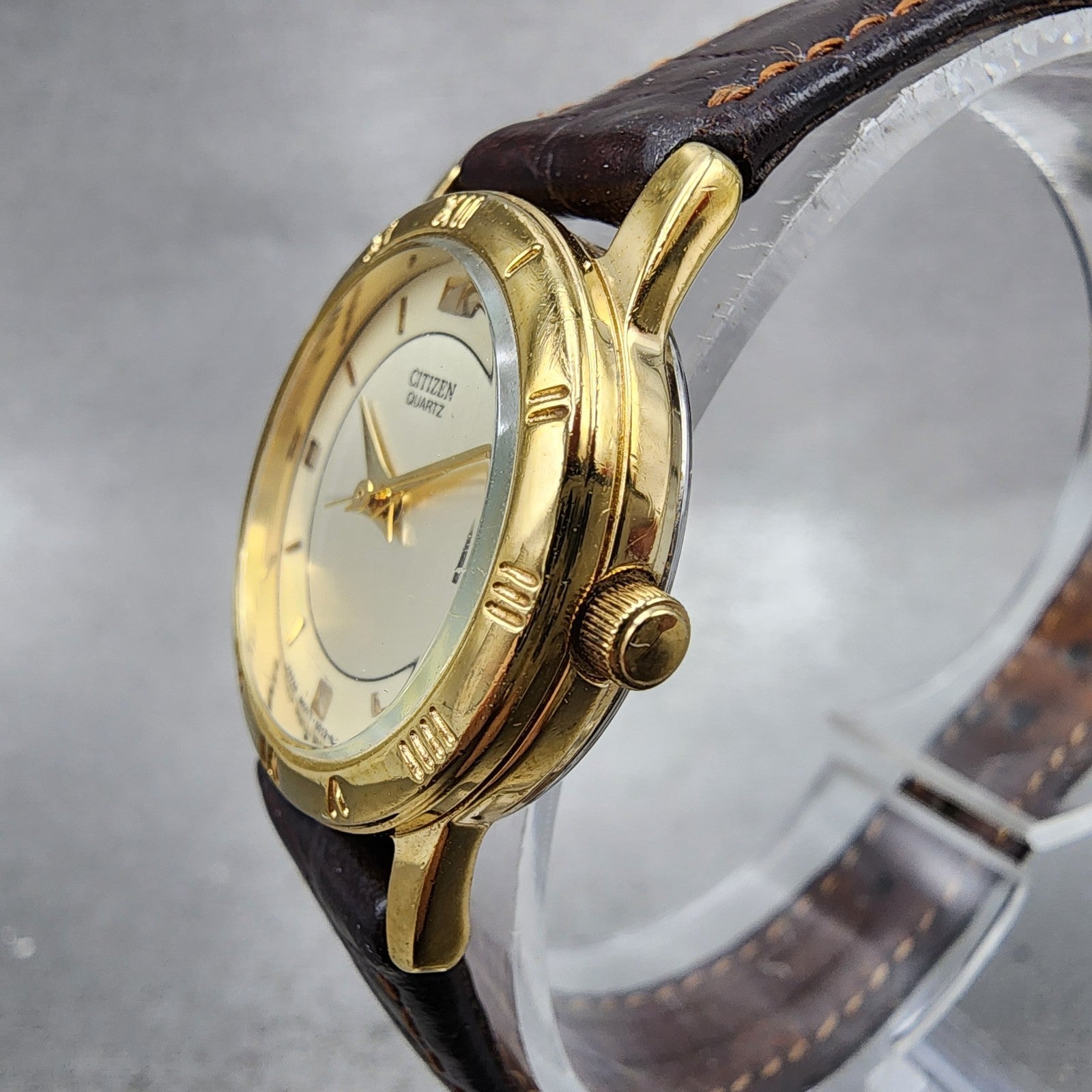 Citizen Watch Women 24mm Champagne Dial Gold Tone Date 1012K13131 New Battery2