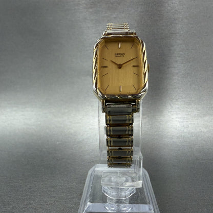 Seiko Tank Watch Women 19mm Champagne Dial Two Tone 23205449 New Battery5