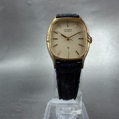 Citizen CQ Watch Women 22mm Champagne Dial Gold Tone Rectangle 7530-751655 Runs5