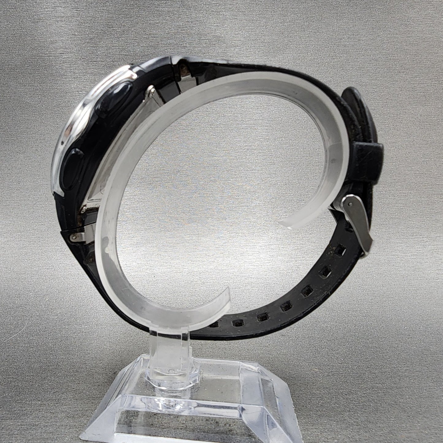 Casio Wave Ceptor Watch Men 43mm Black Dial Silver Tone Analog Digital  Solar AB6