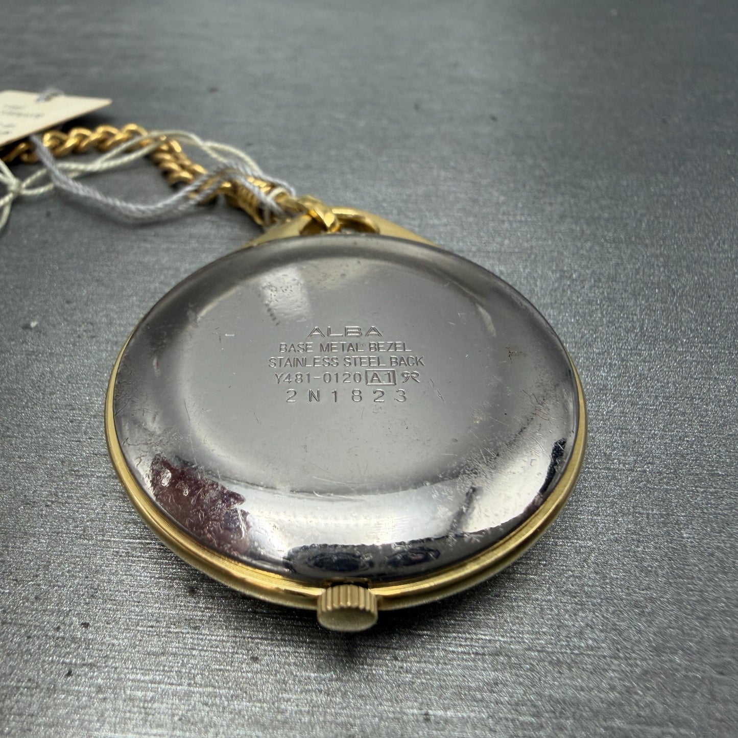 Seiko Alba Pocket Watch Men 36mm Champagne Dial Gold Tone Y481-0120 New Battery8