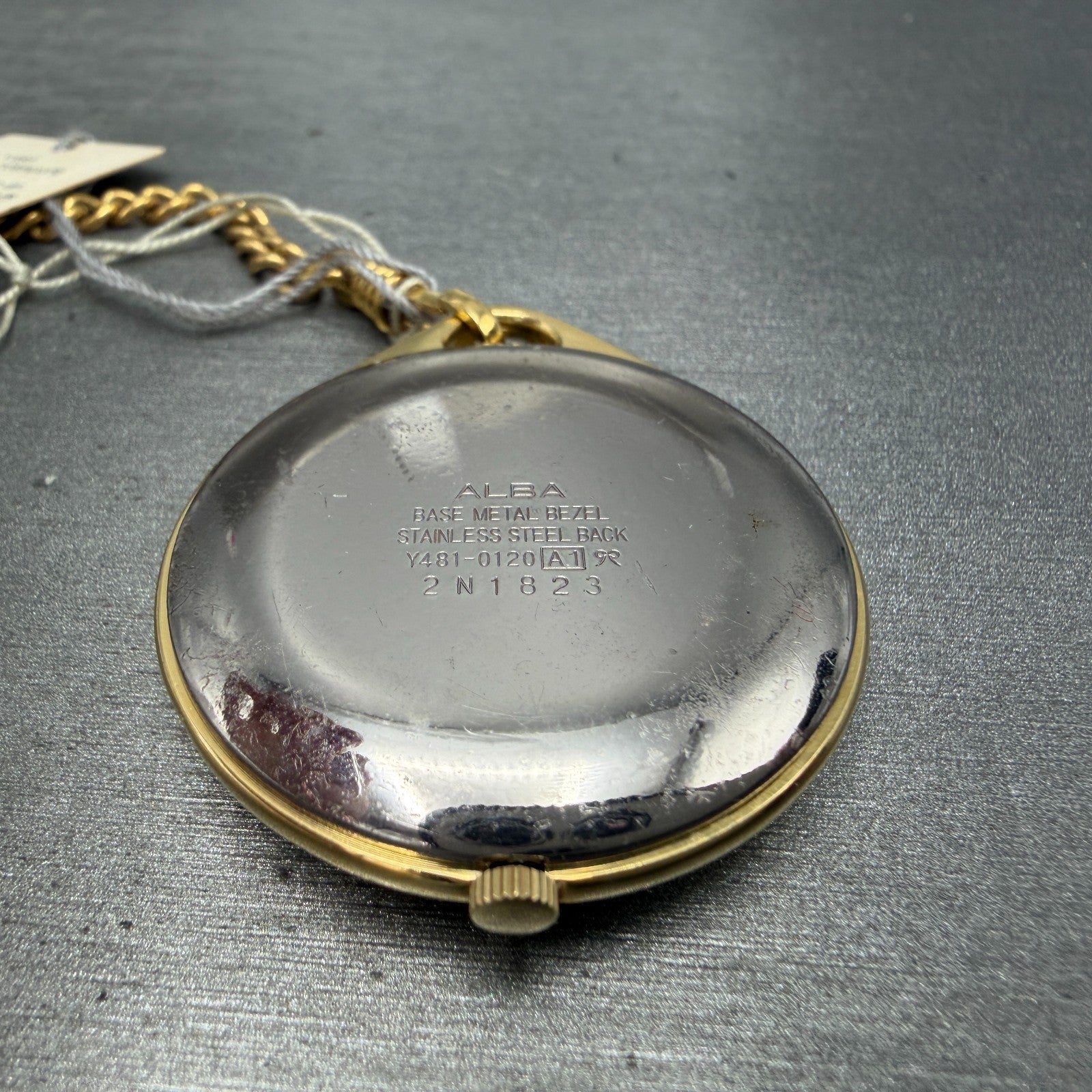 Seiko Alba Pocket Watch Men 36mm Champagne Dial Gold Tone Y481-0120 New Battery8